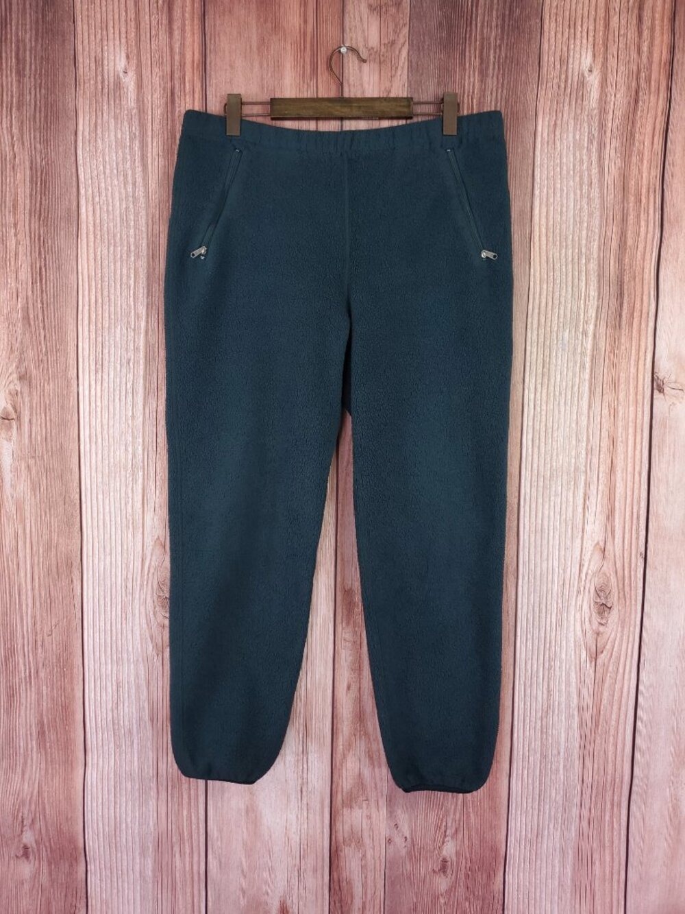 *FLAWS* Vintage Patagonia Mens Large Synchilla Fleece Pants Green USA Made 25691